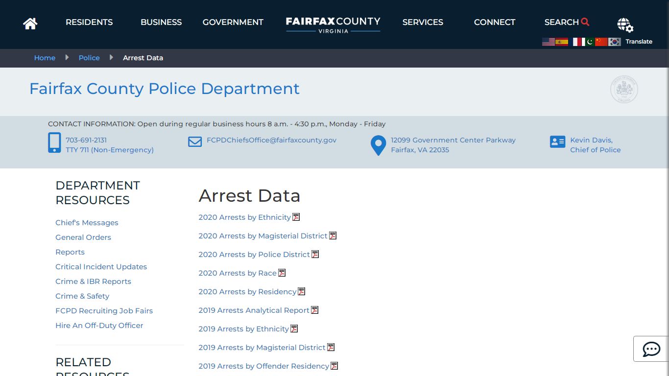 Arrest Data | Police - Fairfax County, Virginia